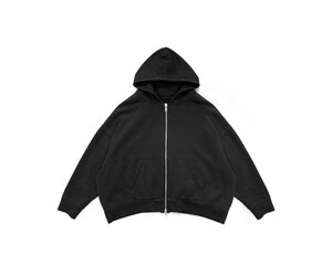 SEBASTIEN AMI 2 Way Zip Hoodie in Black