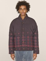 YMC Erkin Embroidered Kimono Jacket in Navy and Brown