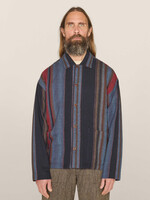 YMC PJ Overshirt in Blue Multi Stripe