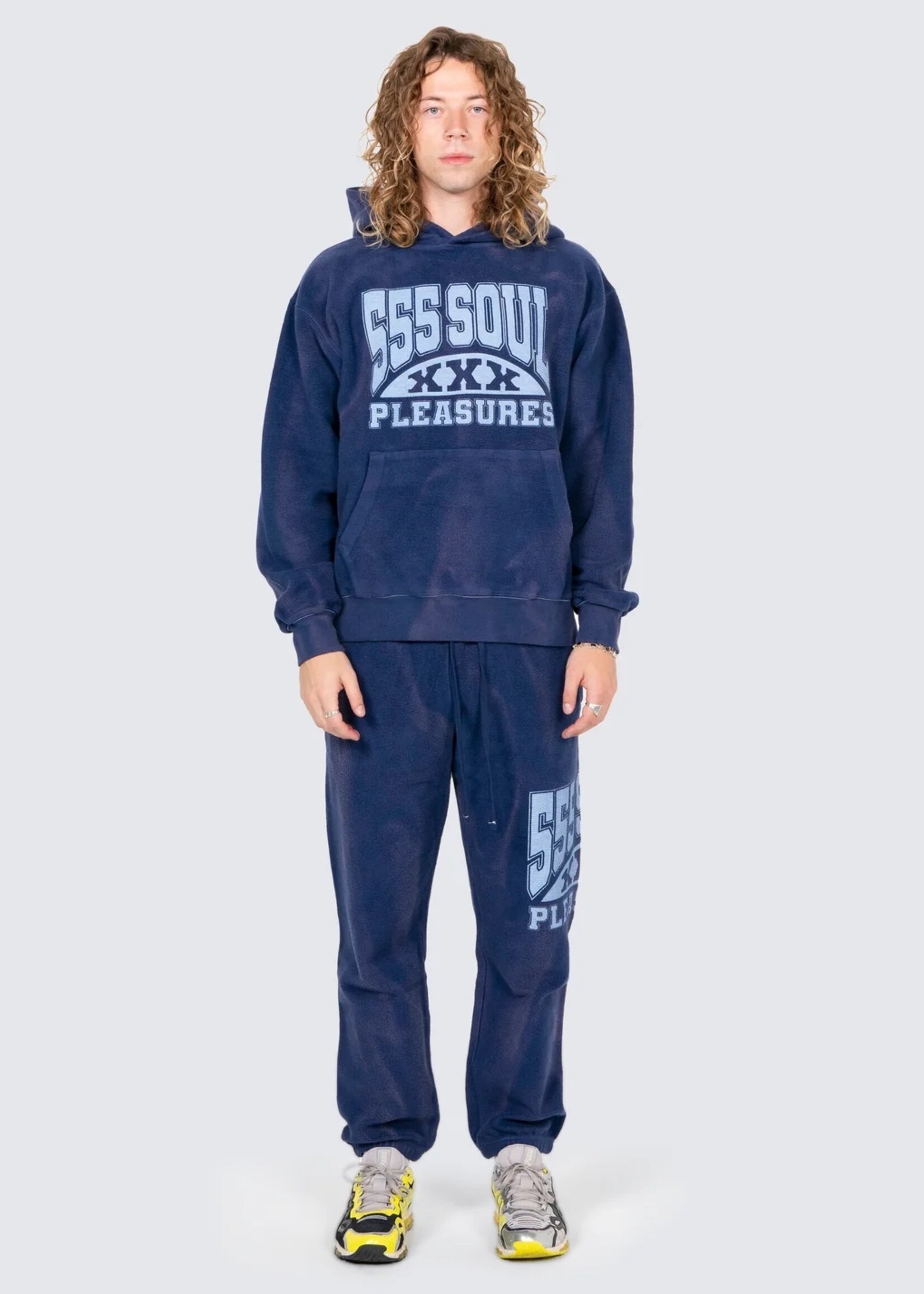 PLEASURES X TRIPLE 5 SOUL Inside Out Sweatpants in Navy