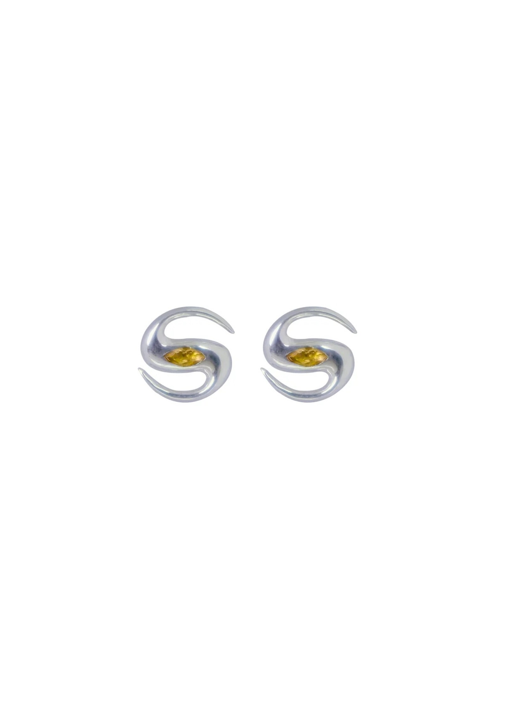 VARON RWND Mini Earrings in Sterling Silver and Citrine