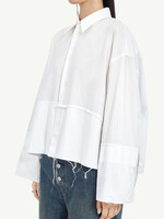 MM6 MAISON MARGIELA Cropped Button Up Paneled Shirt in White Stripe