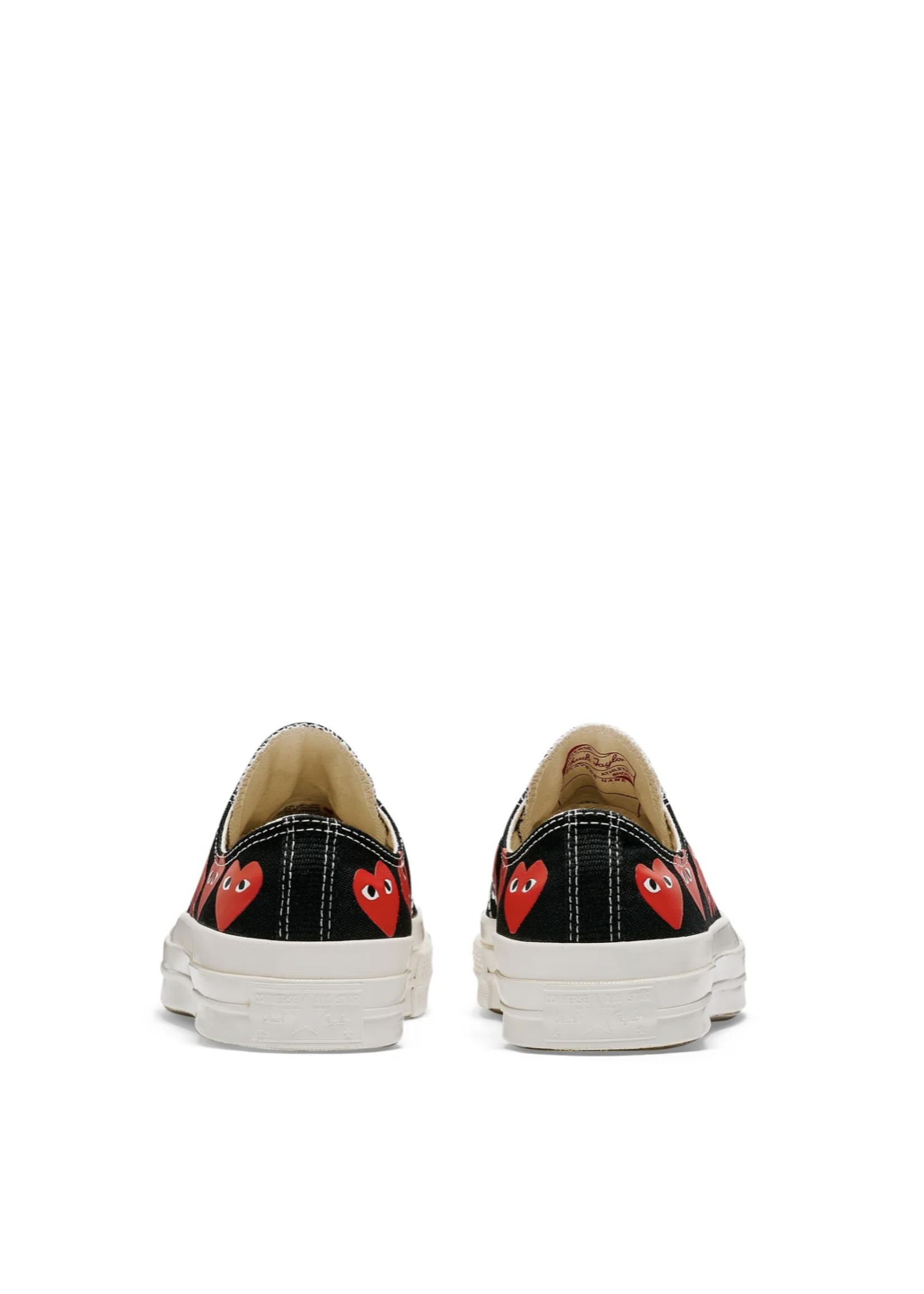 COMME DES GARÇONS PLAY X CONVERSE Multi Heart Low Top in Black