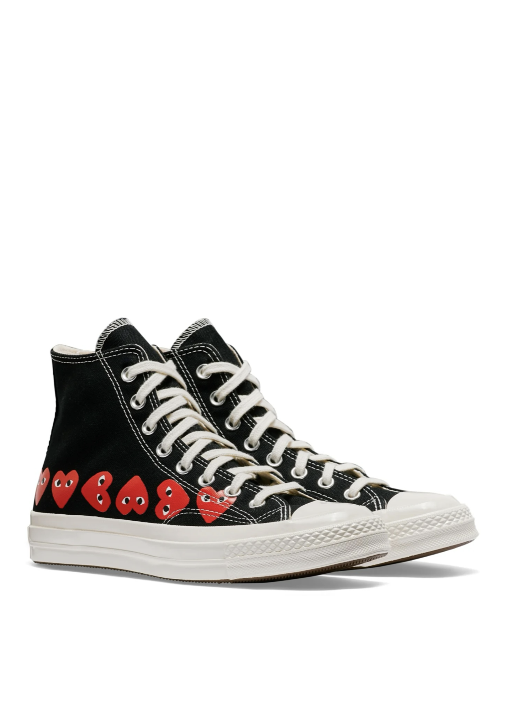 COMME DES GARÇONS PLAY X CONVERSE Multi Heart High Tops in Black