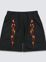 PLEASURES Tribal Flame Mesh Shorts in Black