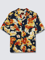 PLEASURES Portion Button Down Camp Shirt in Navy