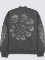 PLEASURES Skull Spiral Half Zip Sweatshirt in Washed Black