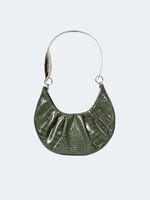 PUPPETS AND PUPPETS Bent Spoon Hobo Bag in Olive faux croc