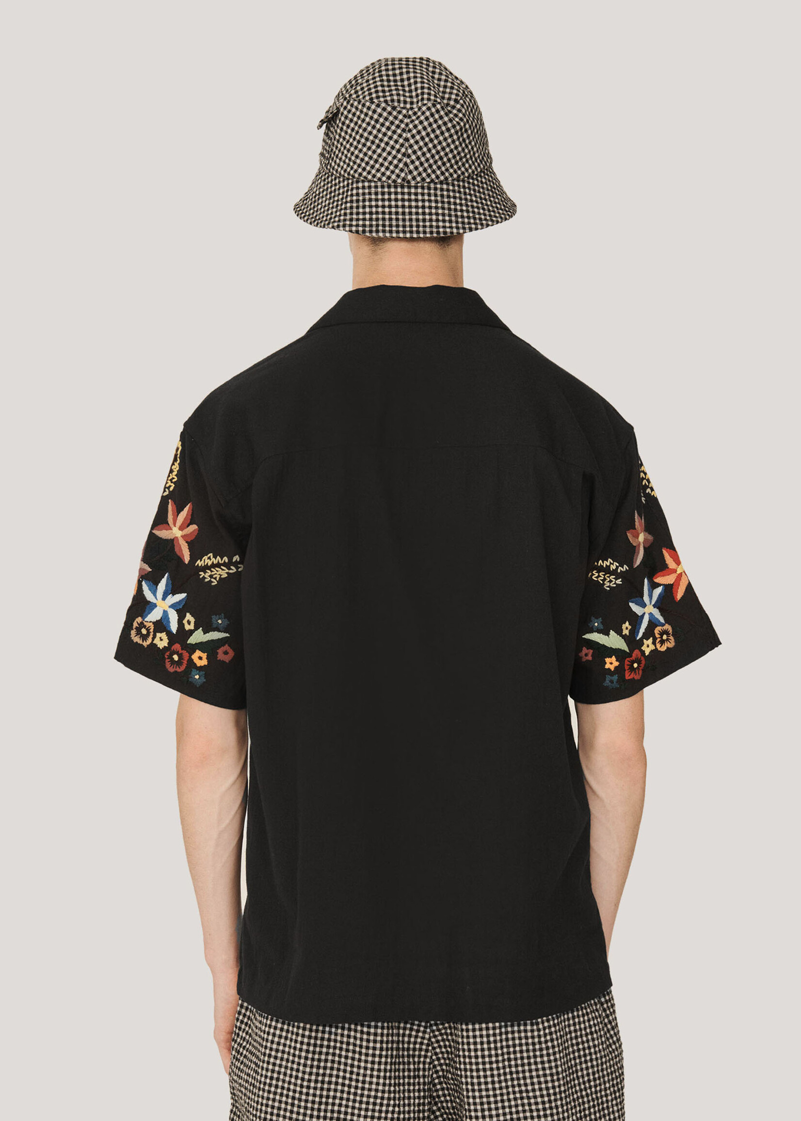 YMC Idris Embroidered Shirt in Black