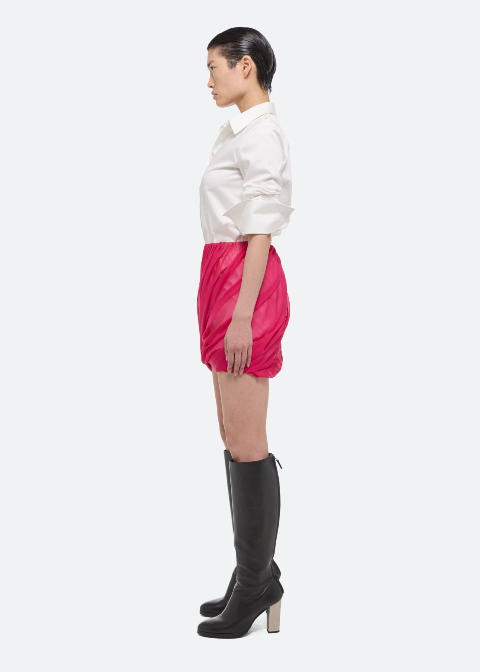 HELMUT LANG BY PETER DO Women's Silk Bubble Skirt in Fuchsia