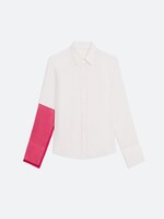 HELMUT LANG BY PETER DO Women's Relaxed Silk Shirt in White and Fuchsia