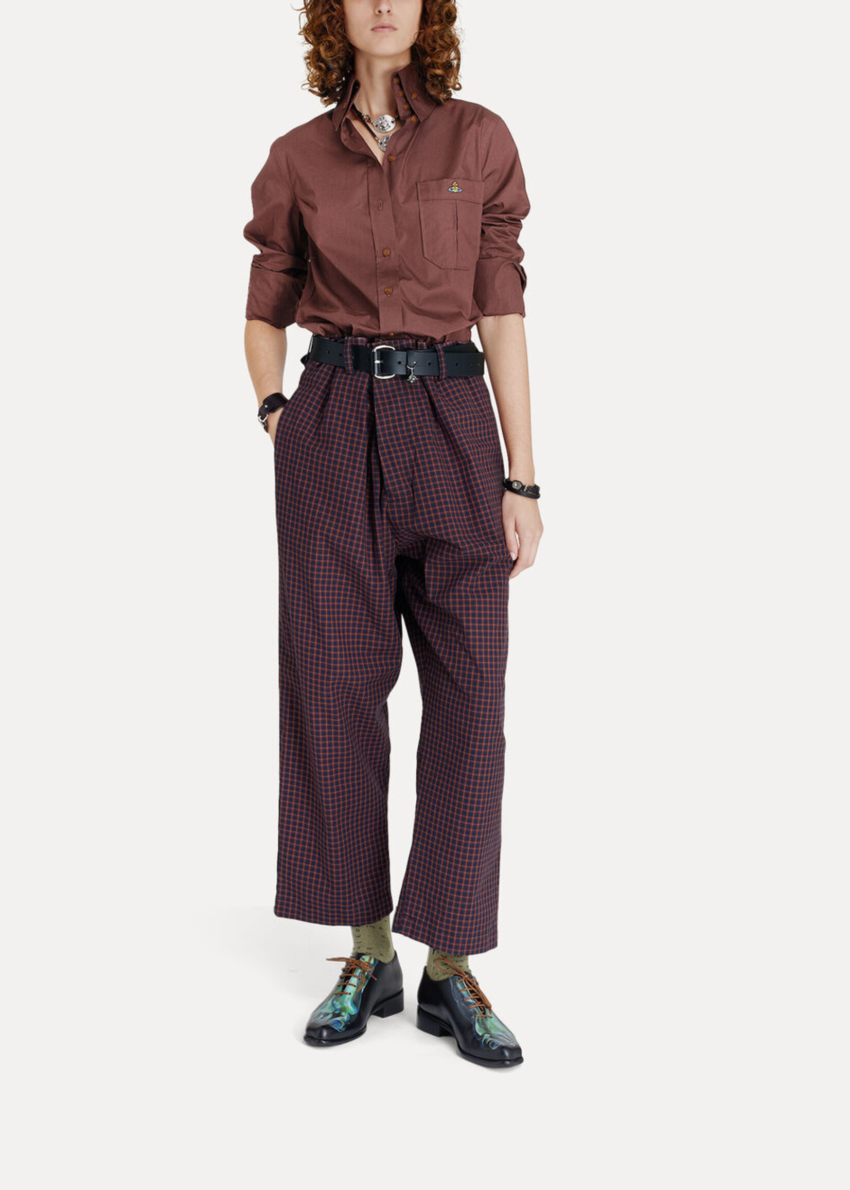 VIVIENNE WESTWOOD Double Waist Alien Trousers in Red Check