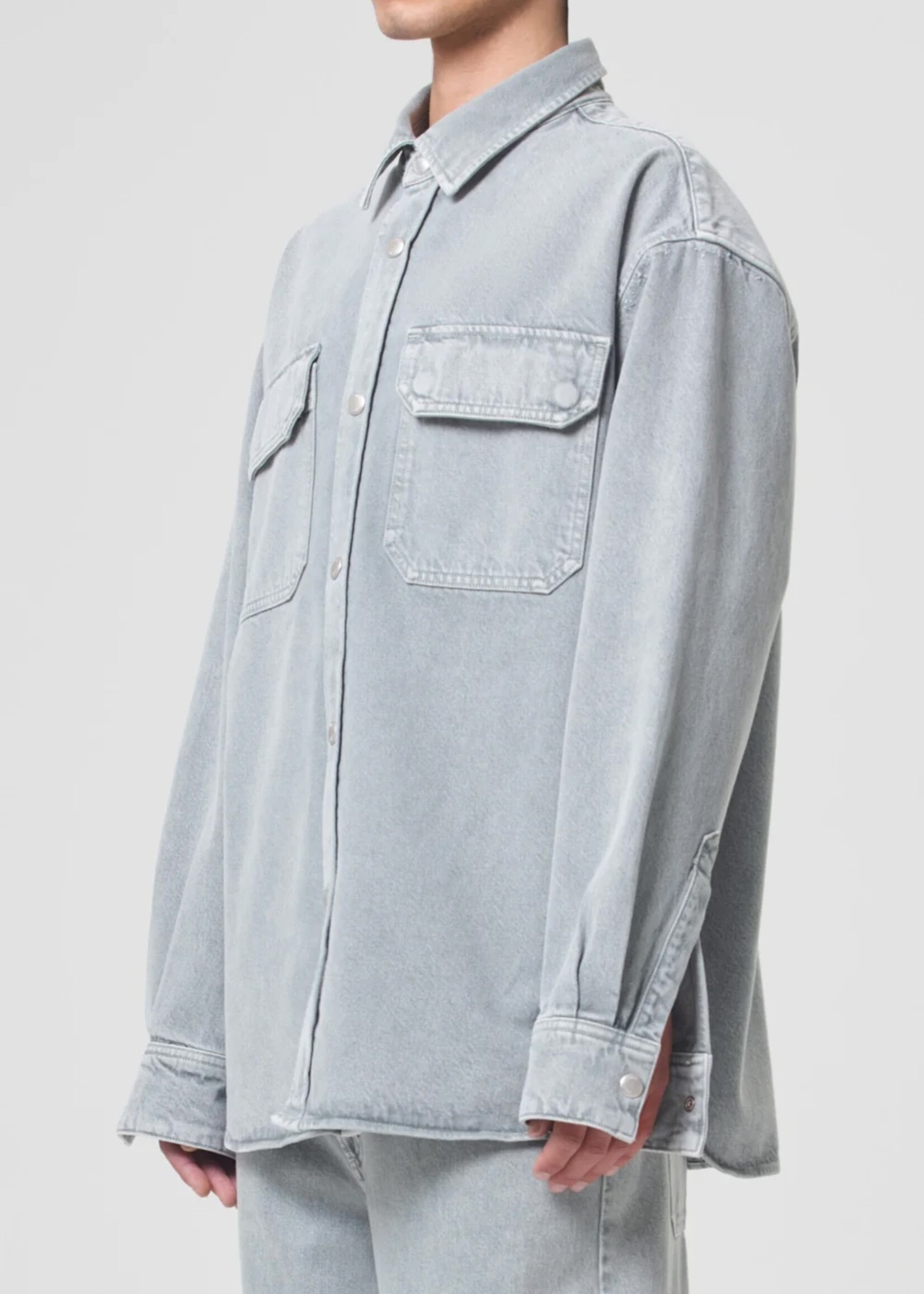 AGOLDE Men s Camryn Denim Shirt in Concrete