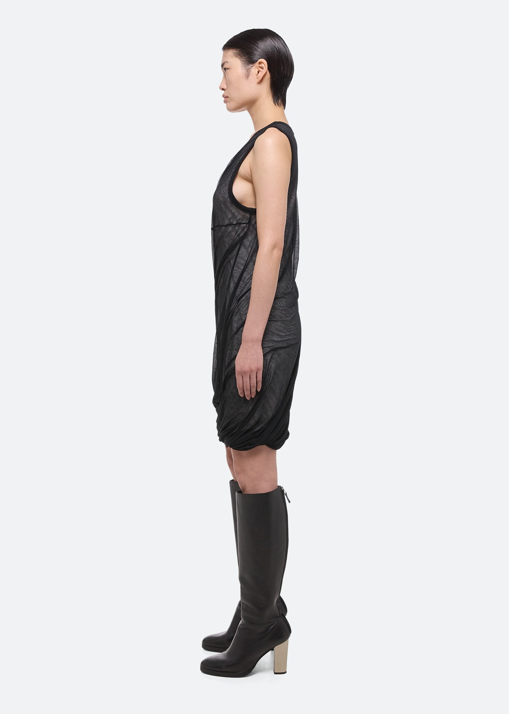 HELMUT LANG BY PETER DO Women's Sheer Jersey Bubble Dress in Black