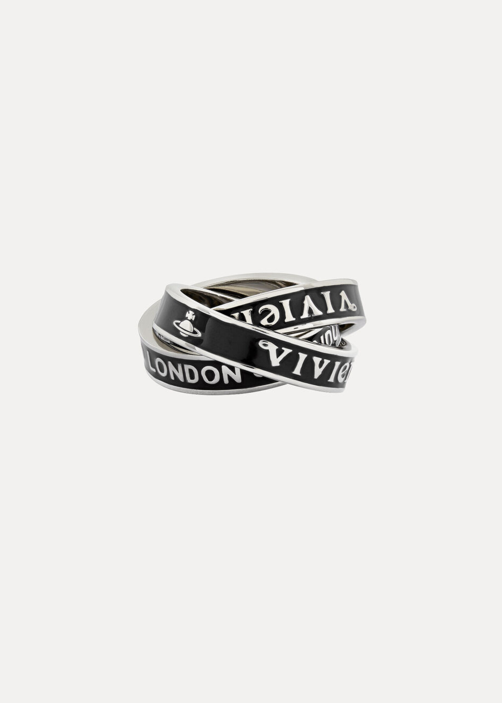 VIVIENNE WESTWOOD Percy Interlocking Ring in Black and Silver