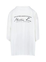 MARTINE ROSE Boxy Hawaiian Shirt with BACK Signature Logo in White