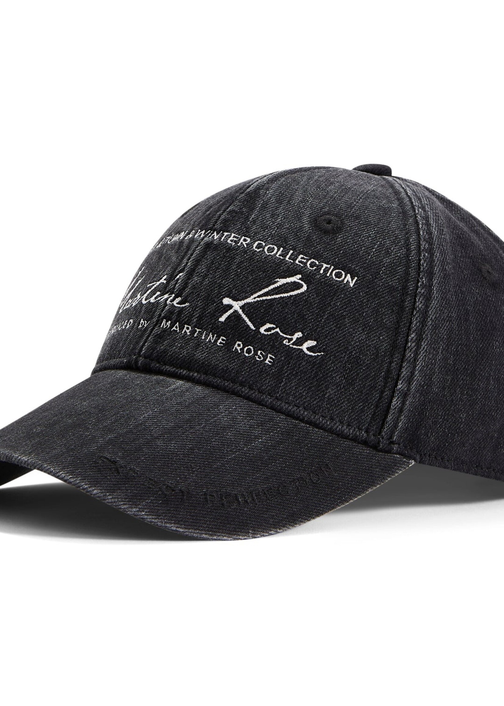 MARTINE ROSE Signature Logo Cap in Black Denim