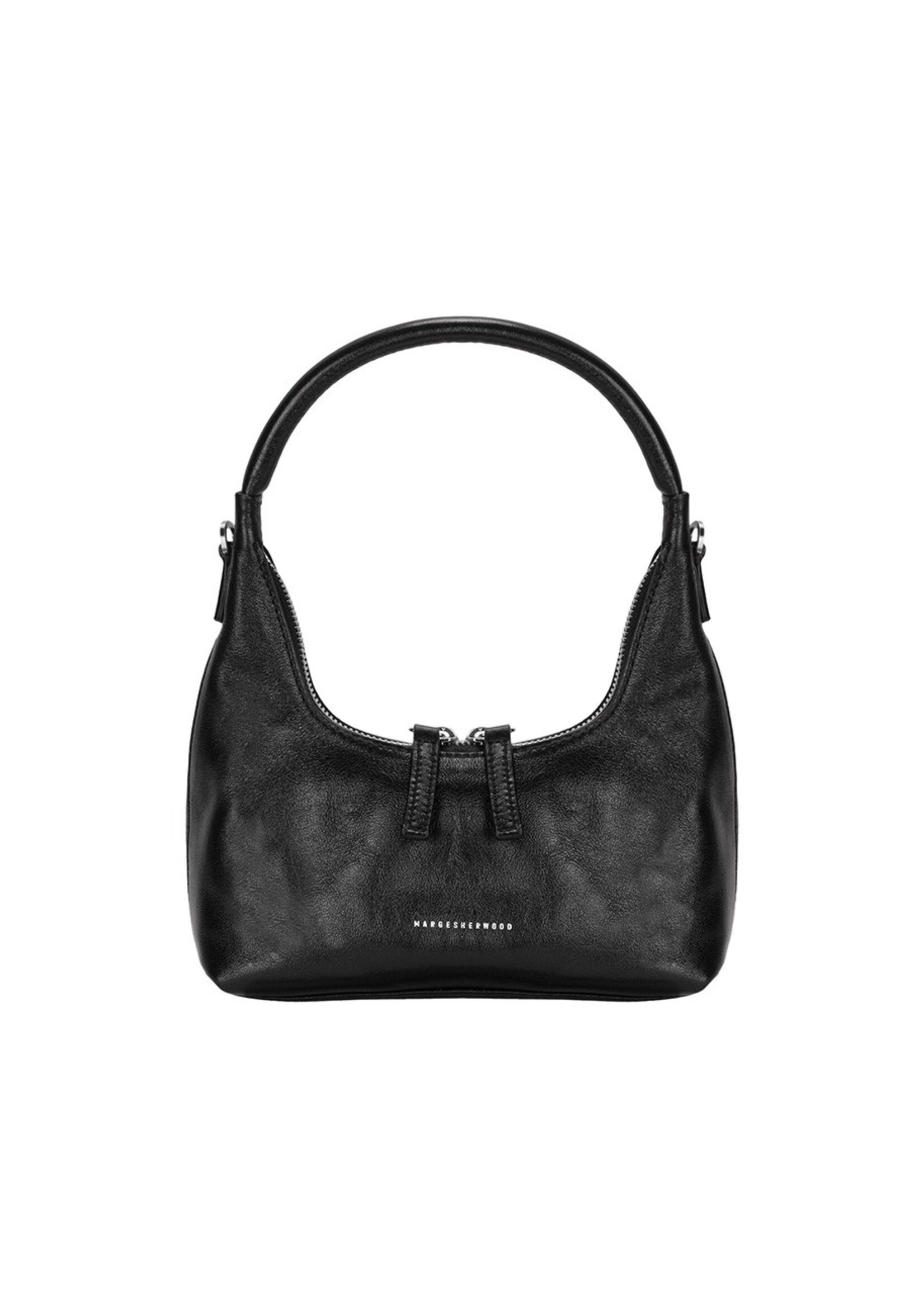 MARGE SHERWOOD Hobo Mini Bag in Glossy Black Leather