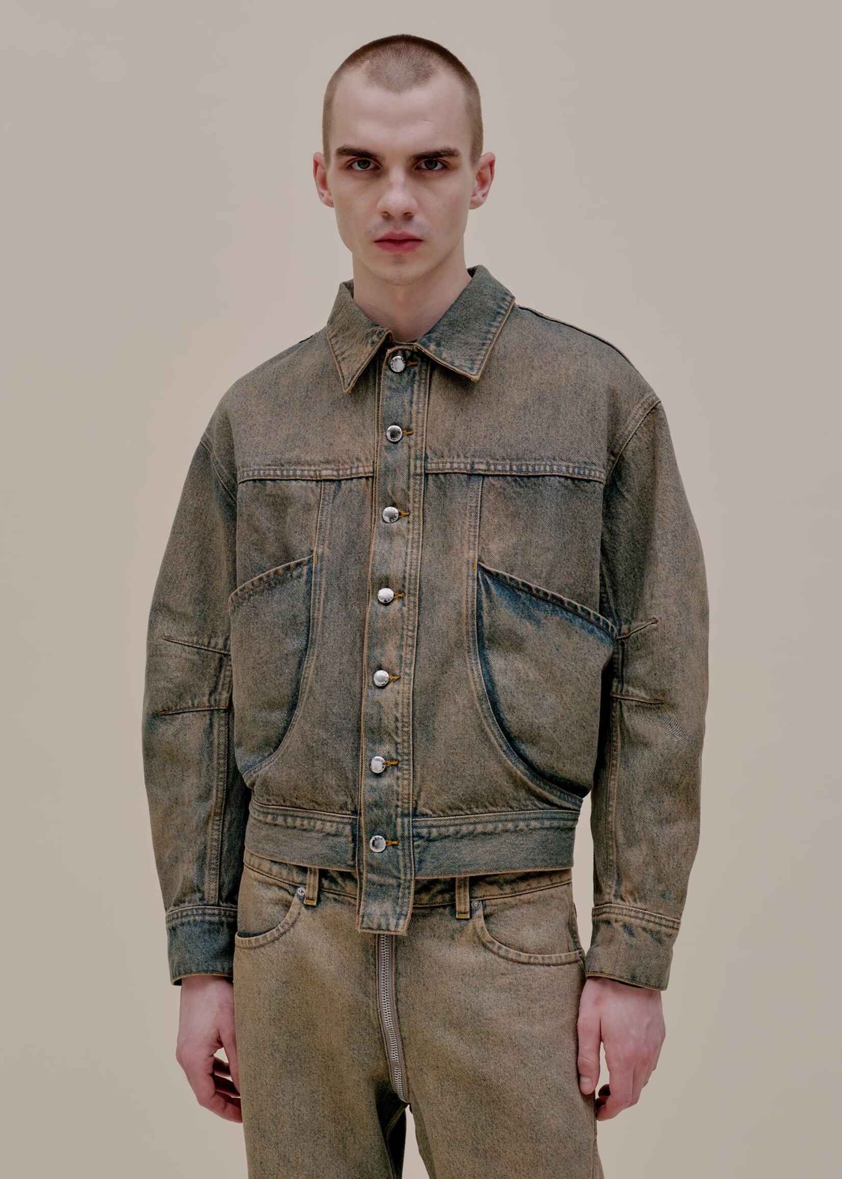 Eckhaus latta cropped denim jacket hot sale