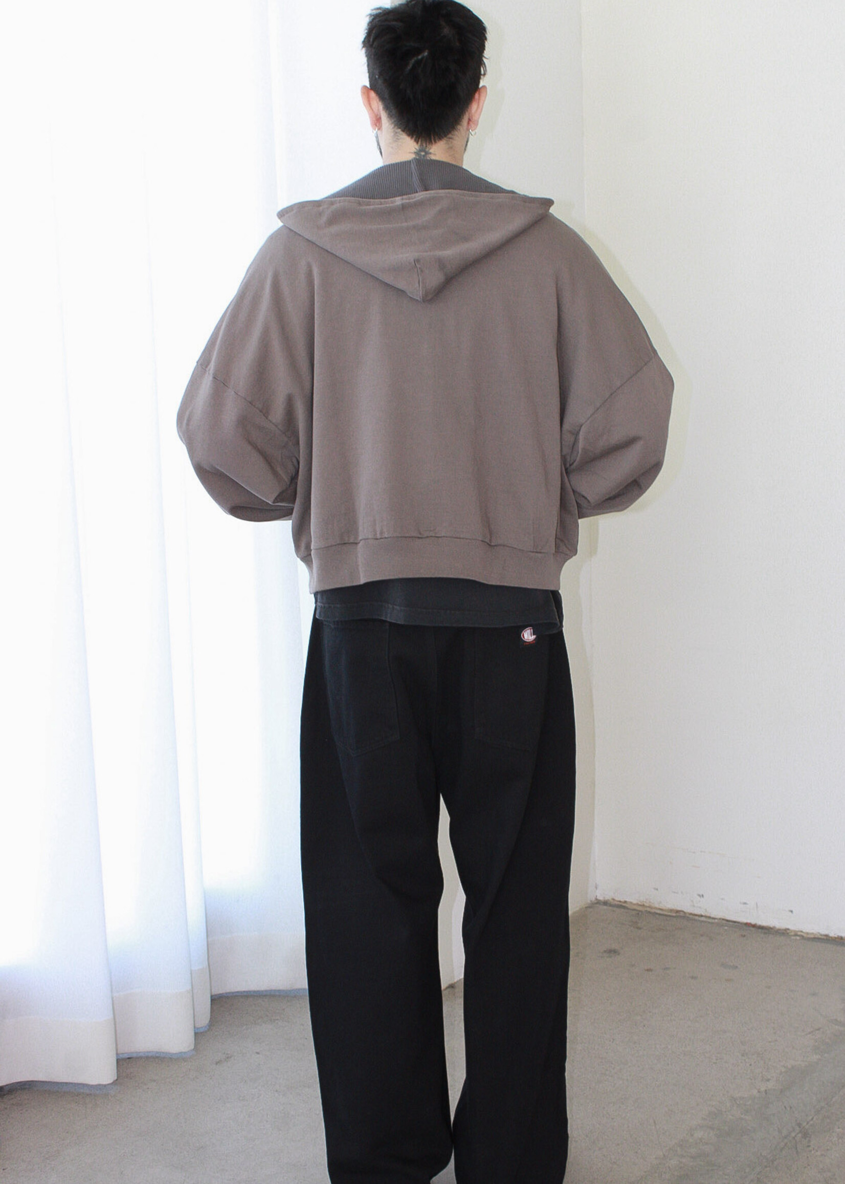 Willy Chavarria Bomber Full Zip Hoodie in Pavement - NOW OR Willy Chavarria Bomber Full Zip Hoodie in Pavement - NOW OR