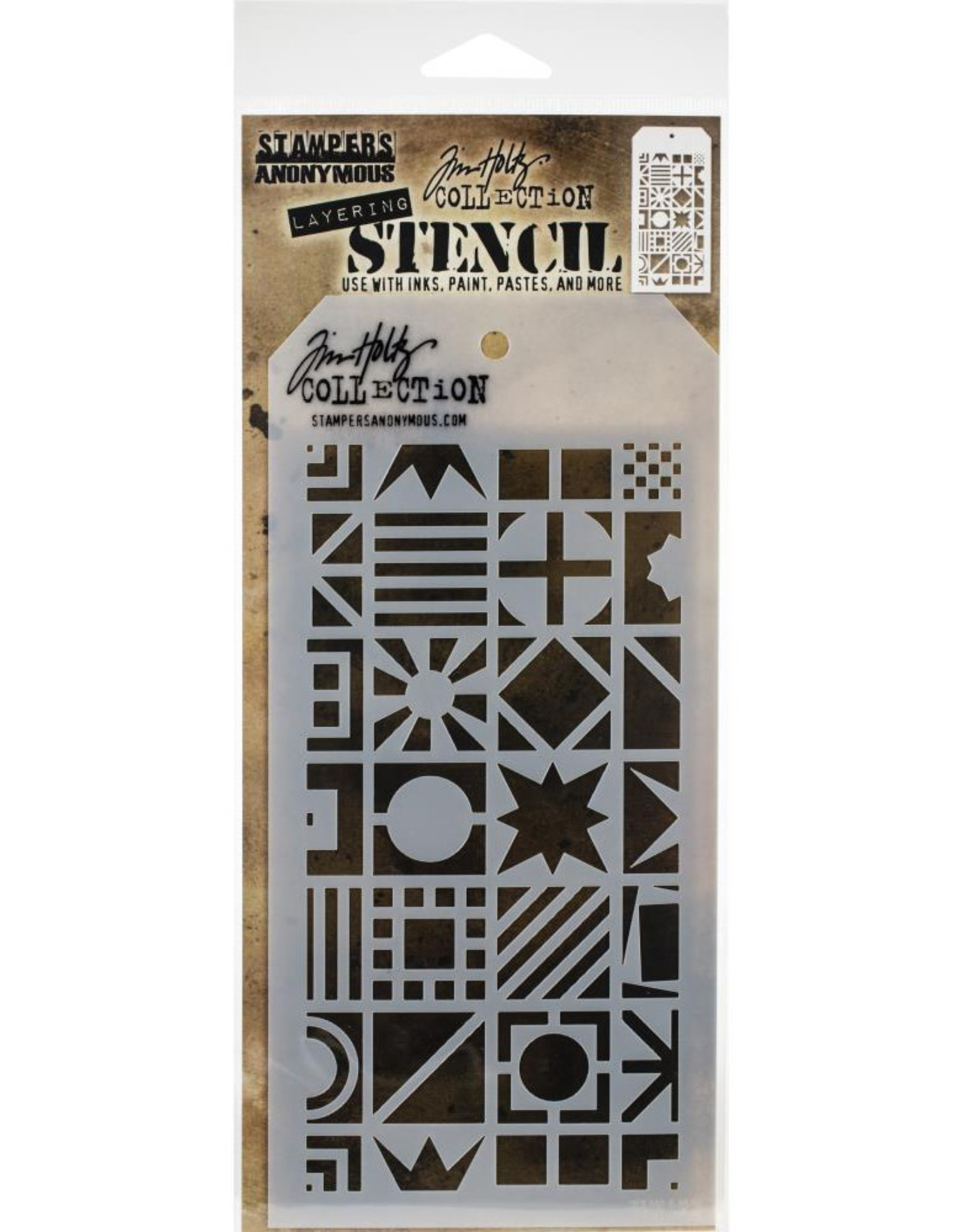 STAMPERS ANONYMOUS STAMPERS ANONYMOUS TIM HOLTZ PATCHWORK CUBE LAYERING STENCIL