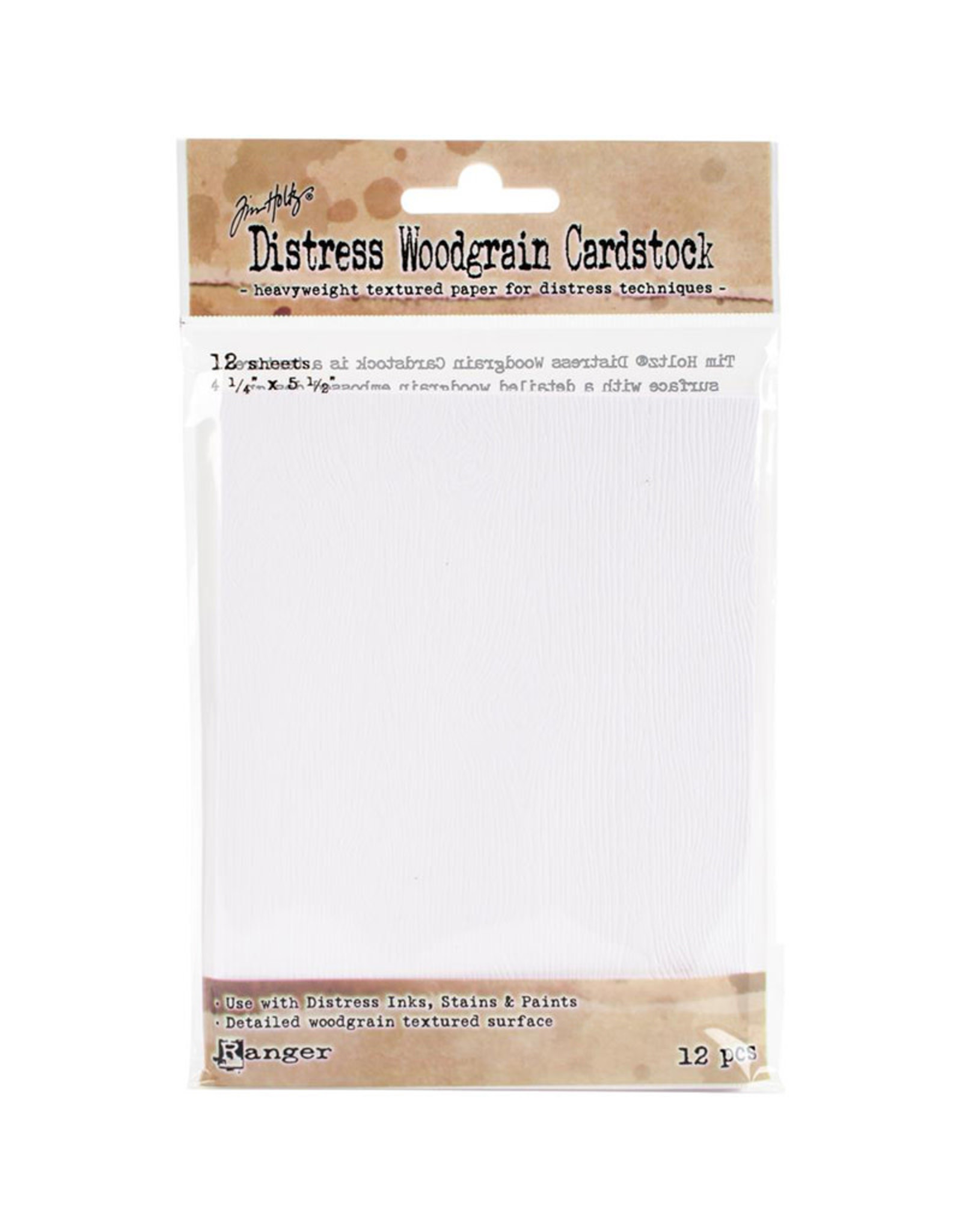 RANGER TIM HOLTZ DISTRESS CARDSTOCK WOODGRAIN 4.25x 5.5 12PK