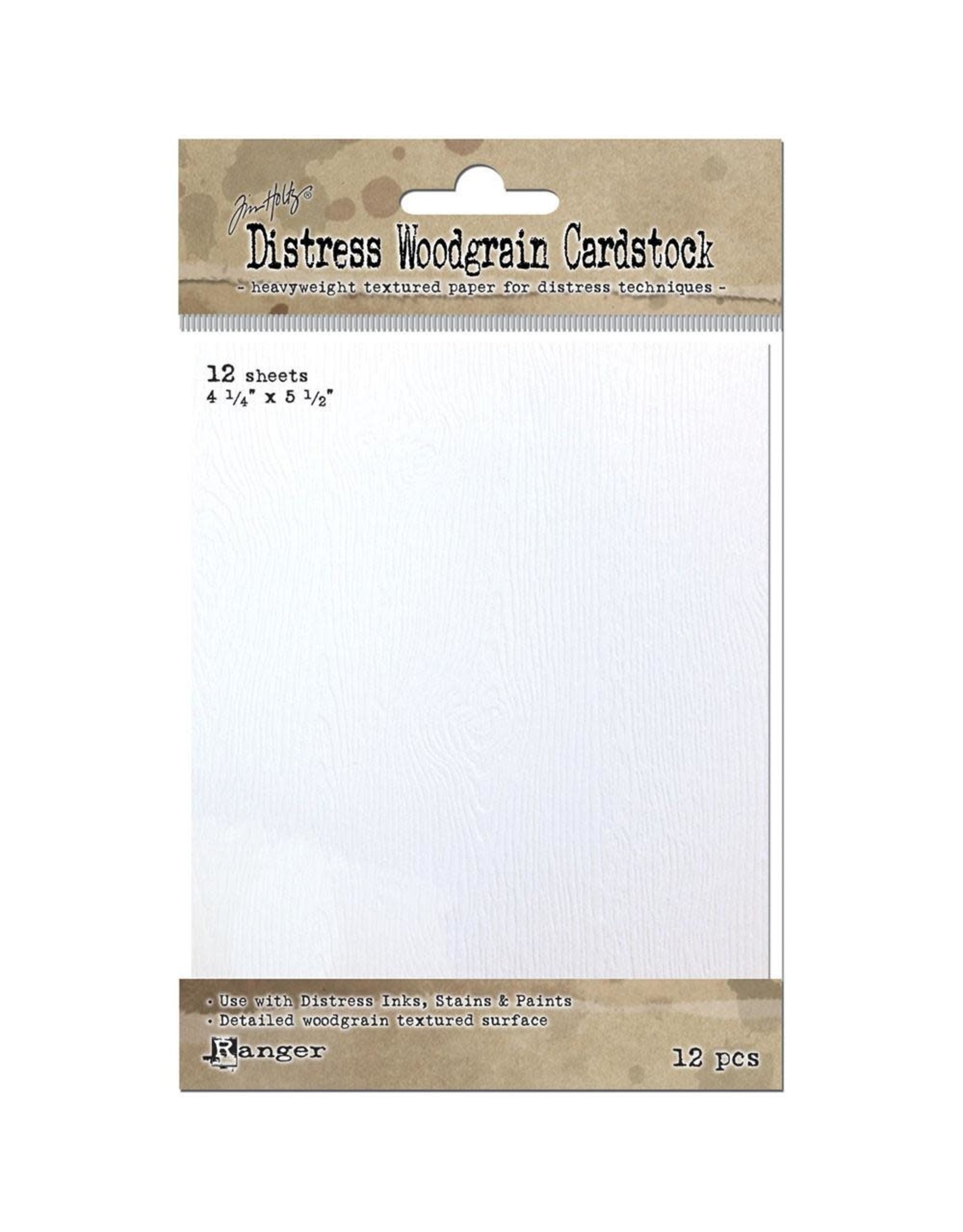 RANGER TIM HOLTZ DISTRESS CARDSTOCK WOODGRAIN 4.25x 5.5 12PK