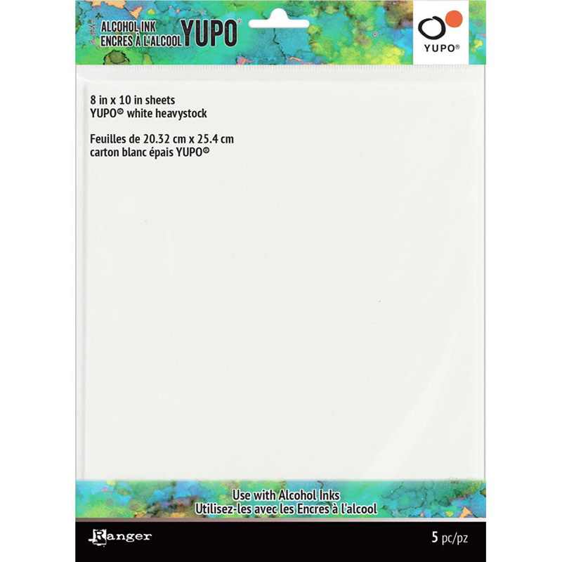 RANGER TIM HOLTZ ALCOHOL INK WHITE YUPO PAPER 144LB 8''X10'' 5PK