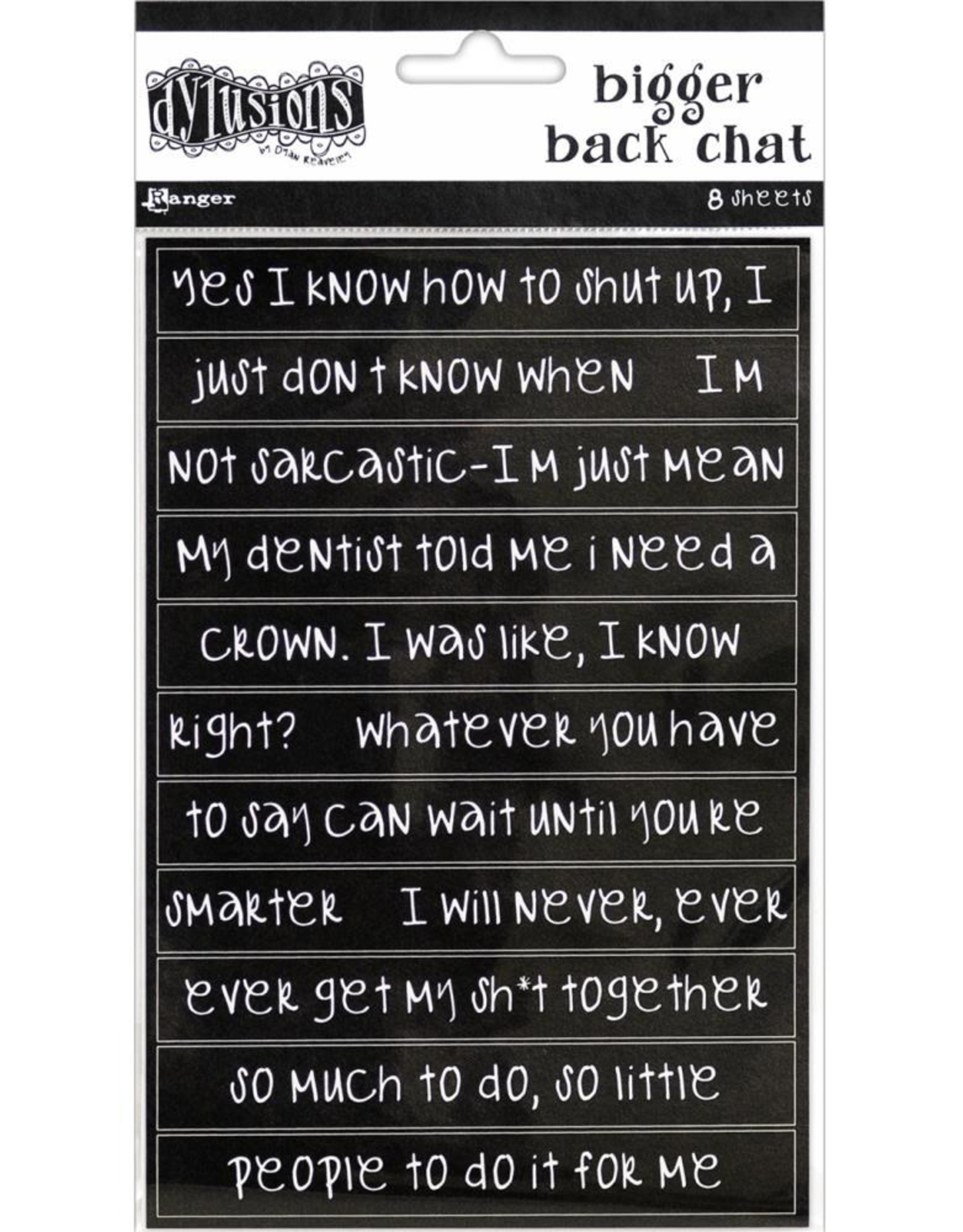 RANGER DYLUSIONS STICKERS BLACK BIGGER BACK CHAT STICKERS