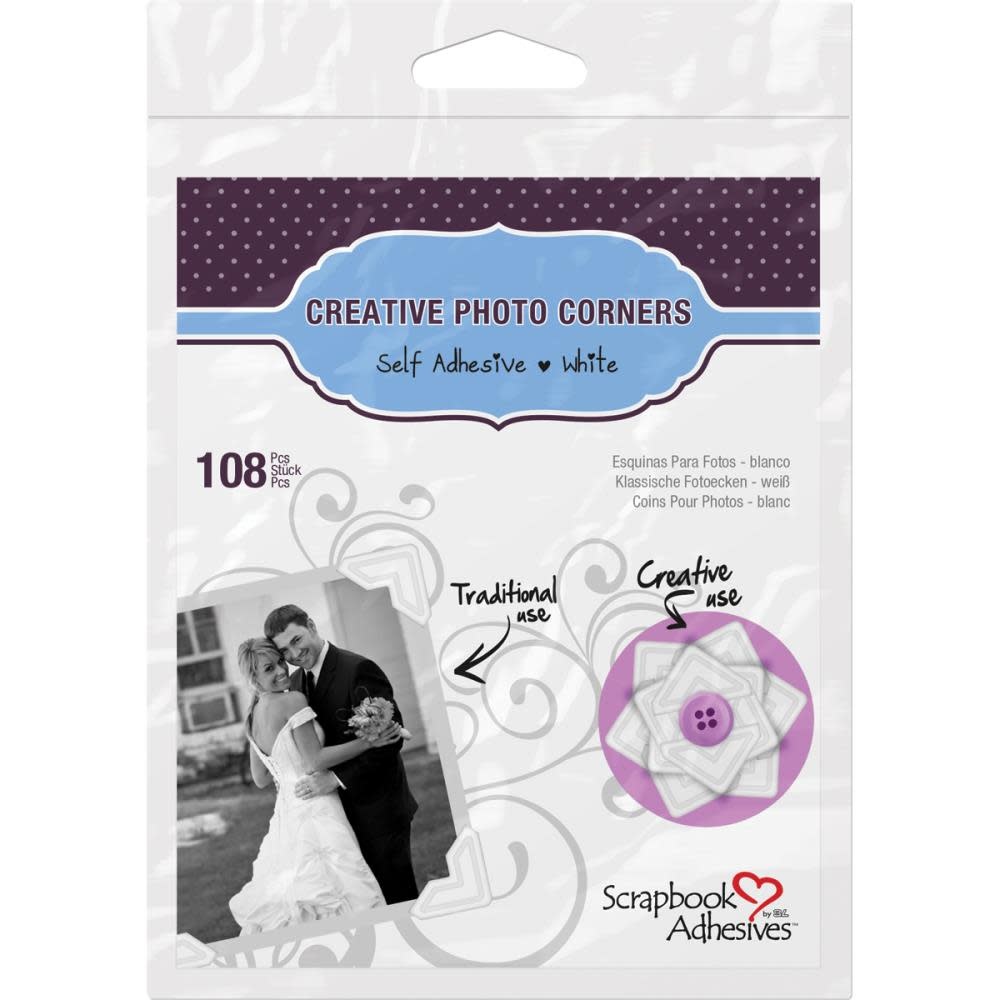 3L SCRAPBOOK ADHESIVES PHOTO CORNERS WHITE 108PK