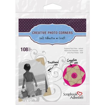 3L SCRAPBOOK ADHESIVES PHOTO CORNERS KRAFT 108PK