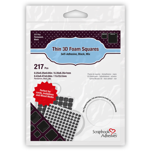 3L SCRAPBOOK ADHESIVES 3D FOAM SQUARES VARIETY PACK BLACK