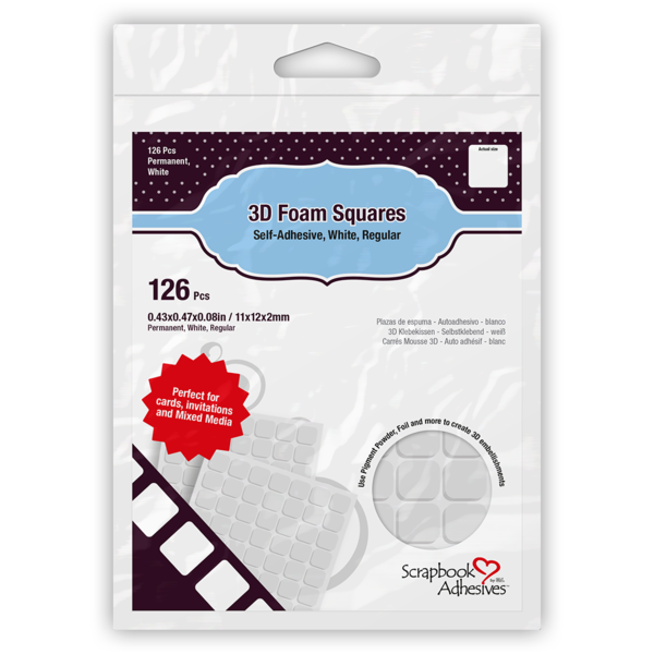 3L SCRAPBOOK ADHESIVES 3D FOAM SQUARES 1/2" WHITE