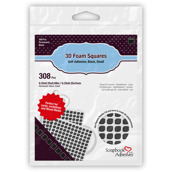 3L SCRAPBOOK ADHESIVES 3D FOAM SQUARES 1/4" BLACK