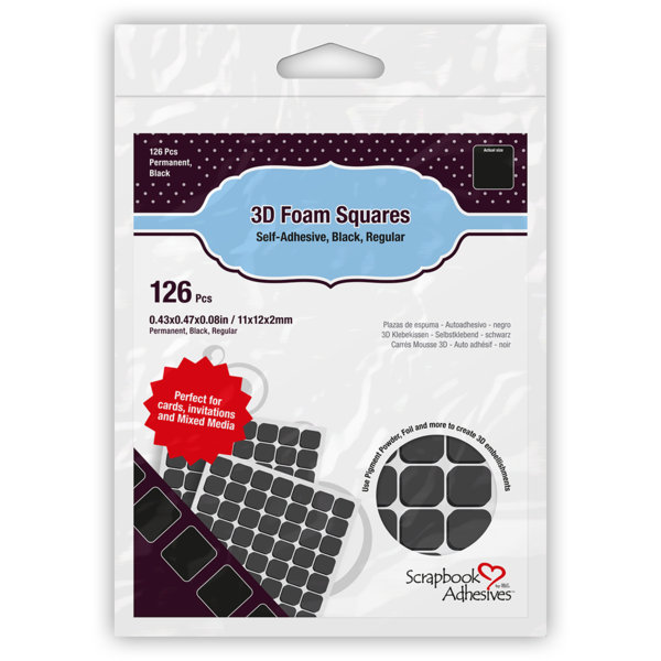 3L SCRAPBOOK ADHESIVES 3D FOAM SQUARES 1/2" BLACK