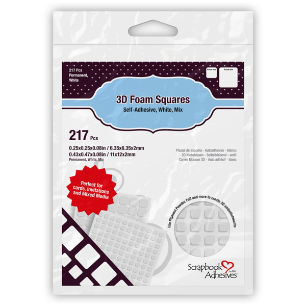 3L SCRAPBOOK ADHESIVES 3D FOAM SQUARES MIX WHITE