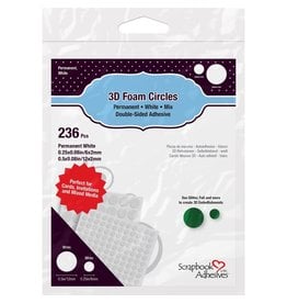 3L SCRAPBOOK ADHESIVES ASSORTED WHITE 3D FOAM CIRCLES 236PK