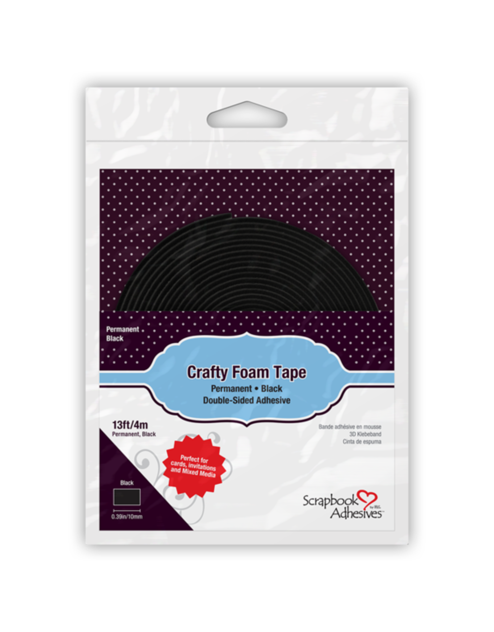 3L SCRAPBOOK ADHESIVES BLACK 3D CRAFTY FOAM TAPE 4M