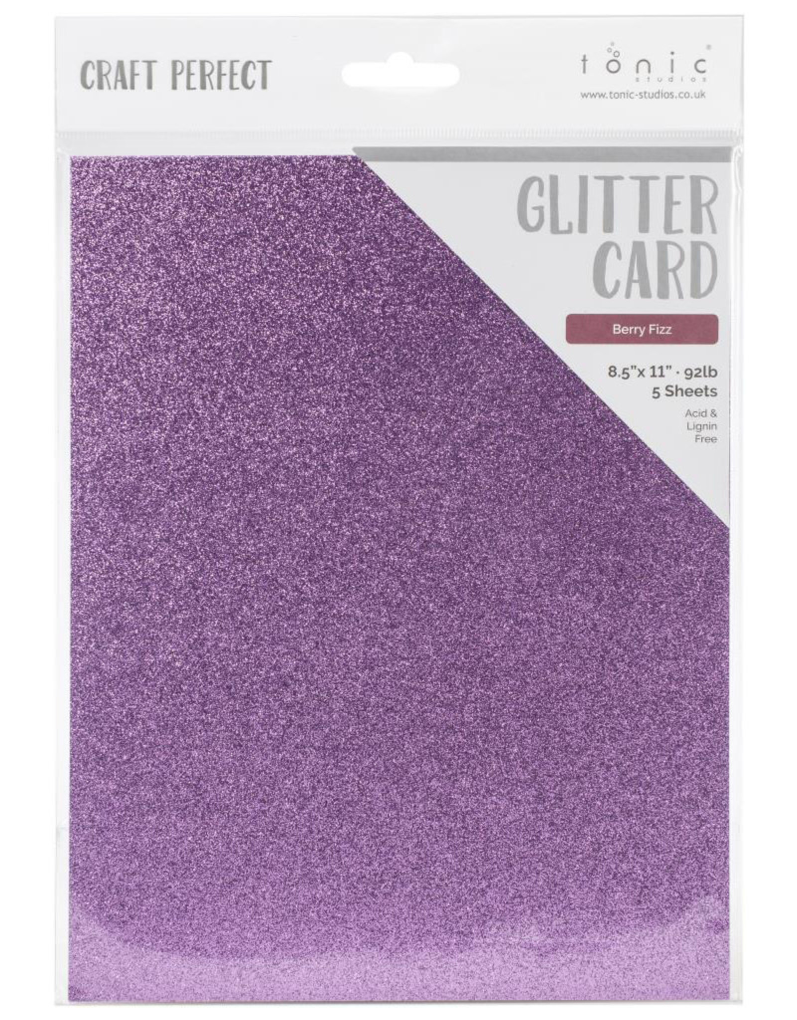 TONIC TONIC STUDIOS GLITTER CARD BERRY FIZZ 8.5X11 5PK