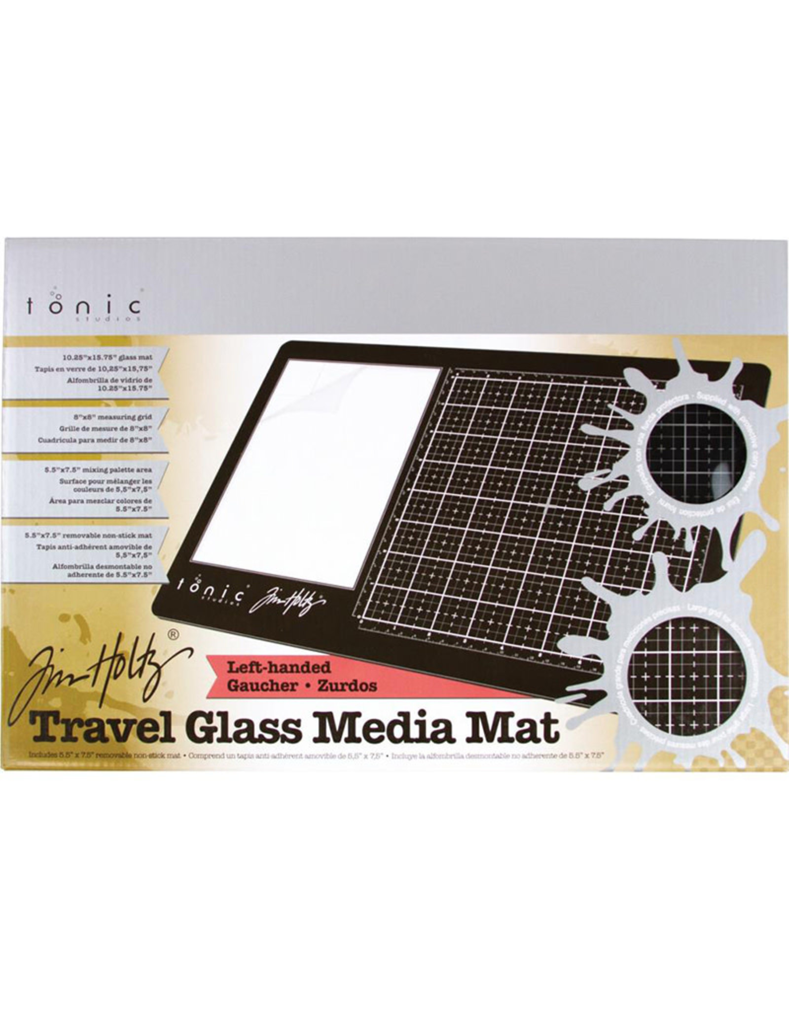 TONIC TONIC STUDIOS TIM HOLTZ GLASS MEDIA MAT TRAVEL LEFT HANDED  10.25''x15.75''