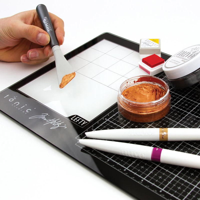 TONIC TONIC STUDIOS TIM HOLTZ GLASS MEDIA MAT TRAVEL LEFT HANDED  10.25''x15.75''