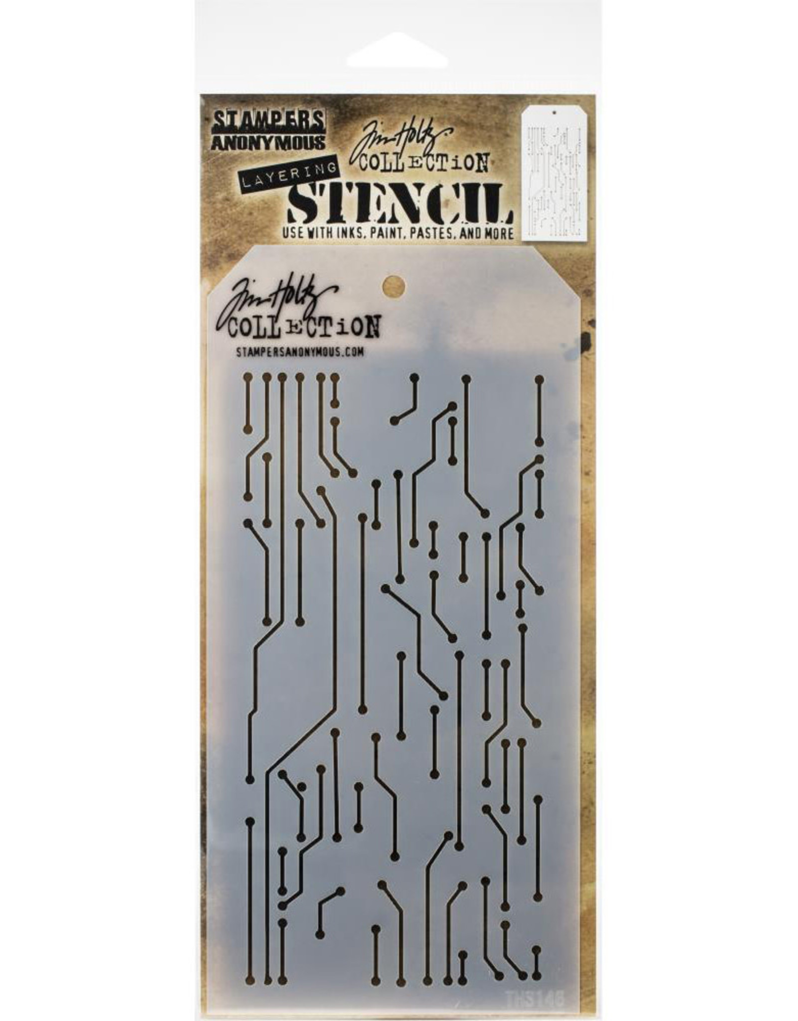 STAMPERS ANONYMOUS STAMPERS ANONYMOUS TIM HOLTZ LAYERED STENCIL CIRCUIT 4.125''X8.5''