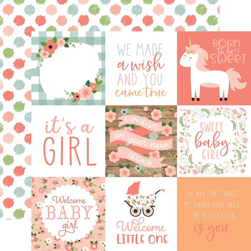 ECHO PARK PAPER ECHO PARK BABY GIRL JOURNALLING CARDS DOUBLE SIDED CARDSTOCK 12X12