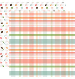ECHO PARK PAPER ECHO PARK BABY GIRL NEW ARRIVAL PLAID DOUBLE SIDED CARDSTOCK 12X12