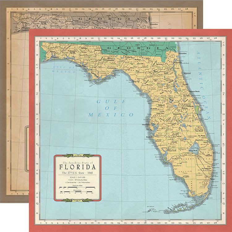 CARTA BELLA CARTA BELLA CARTOGRAPHY NO. 1 FLORIDA MAP PAPER 12X12