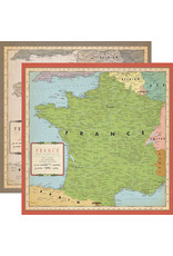 CARTA BELLA CARTA BELLA CARTOGRAPHY NO. 1 FRANCE MAP PAPER 12X12