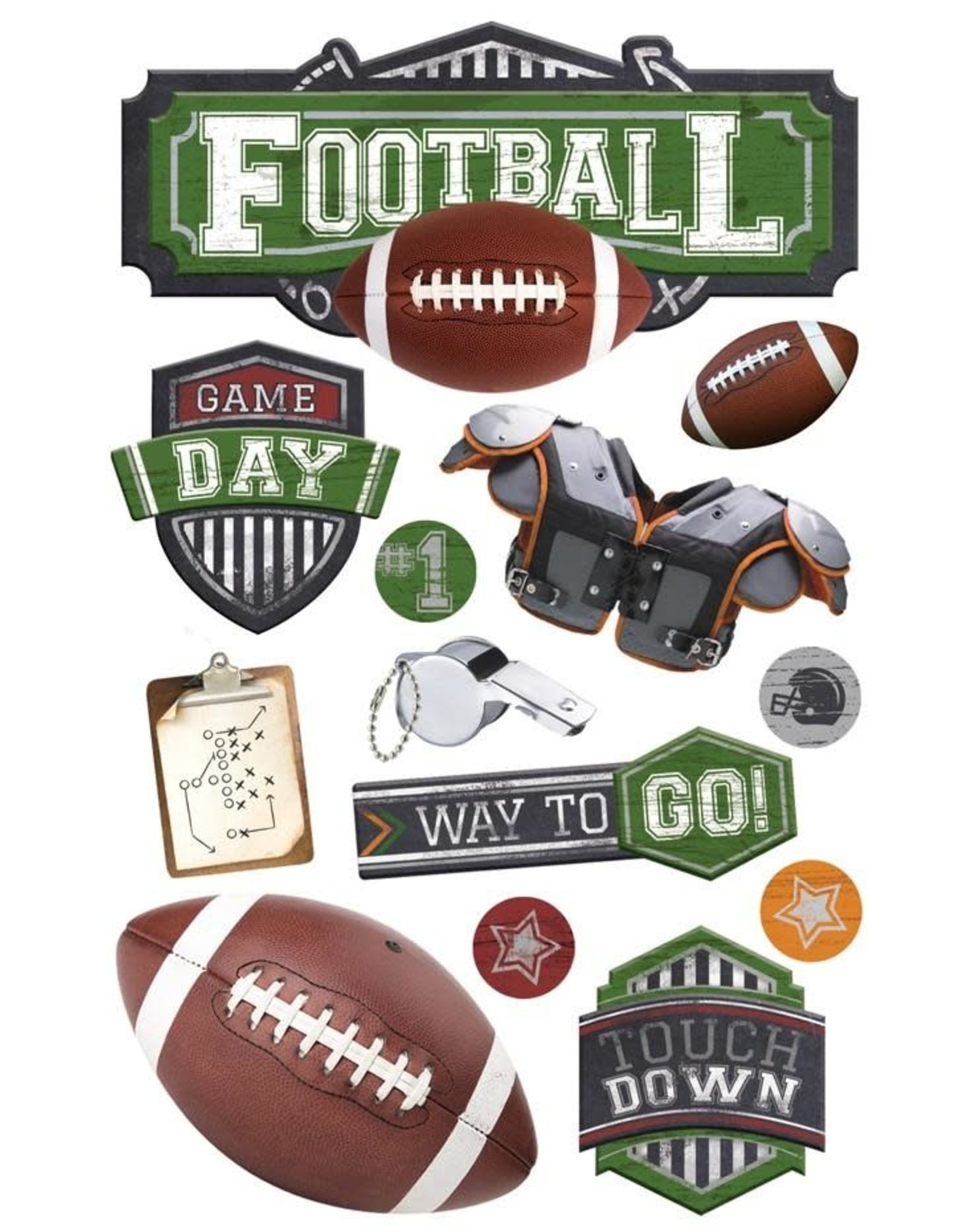 PAPER HOUSE PRODUCTIONS PAPER HOUSE FOOTBALL GAME DAY 3D STICKERS
