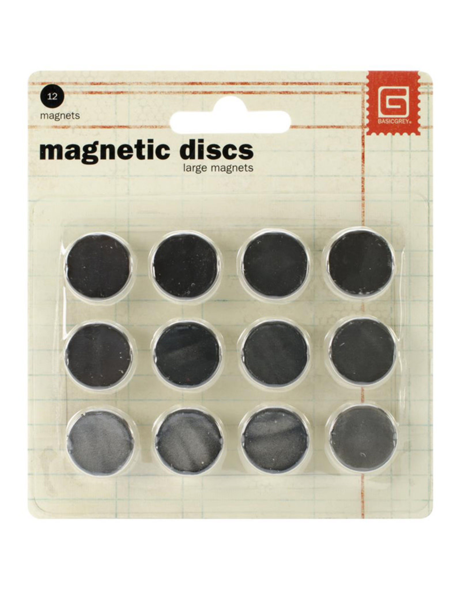 BASIC GREY BASIC GREY LARGE MAGNETIC DISCS 12PK MAGNETS
