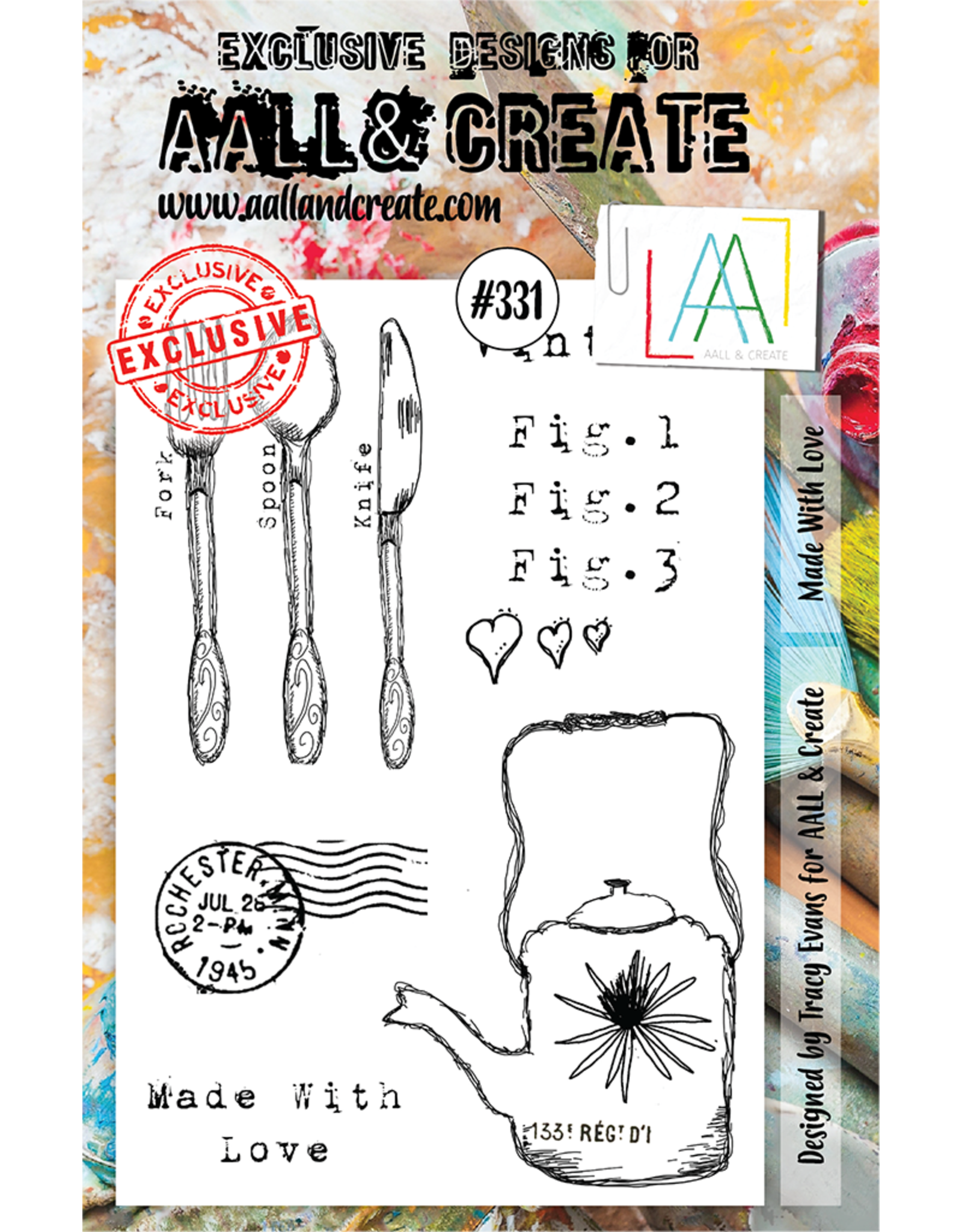 AALL & CREATE AALL & CREATE TRACY EVANS #331 MADE WITH LOVE A5 ACRYLIC STAMP SET