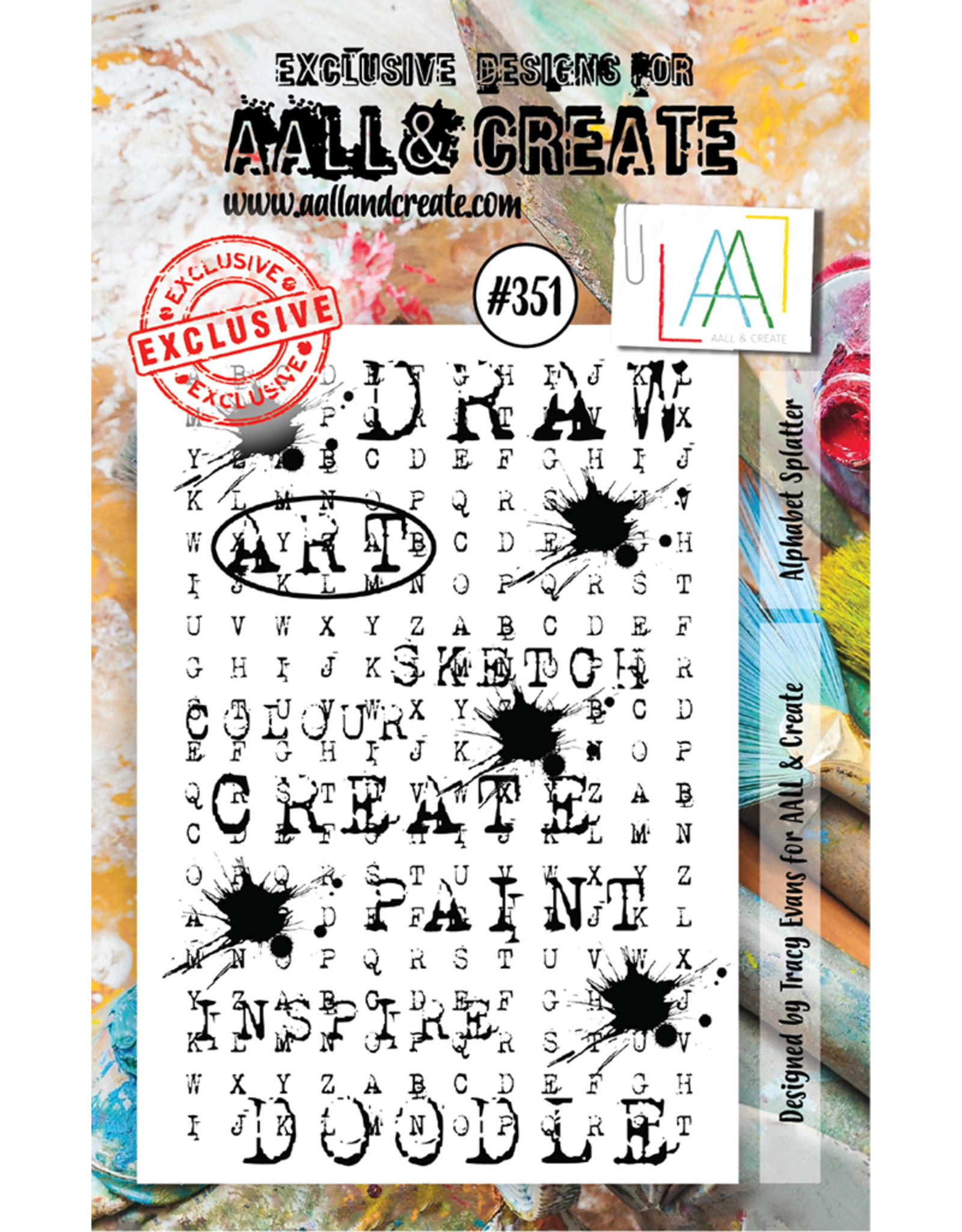 AALL & CREATE AALL & CREATE TRACY EVANS #351 ALPHABET SPLATTER A7 ACRYLIC STAMP SET